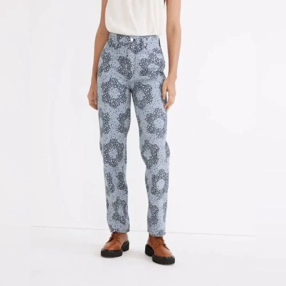 New MADEWELL Baggy Straight Jeans in Quilted Floral in Classic Indigo Size 30